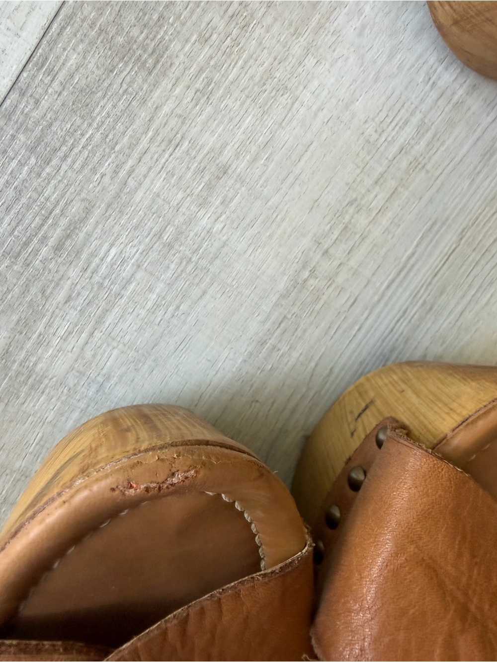 Steve Madden Tan Leather Crisscross Wedge Sandals with Studs - Picture 8 of 14